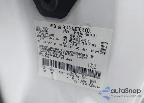 2013 Ford F-250 Xl from USA, damaged, VIN 1FTBF2A63DEB10684